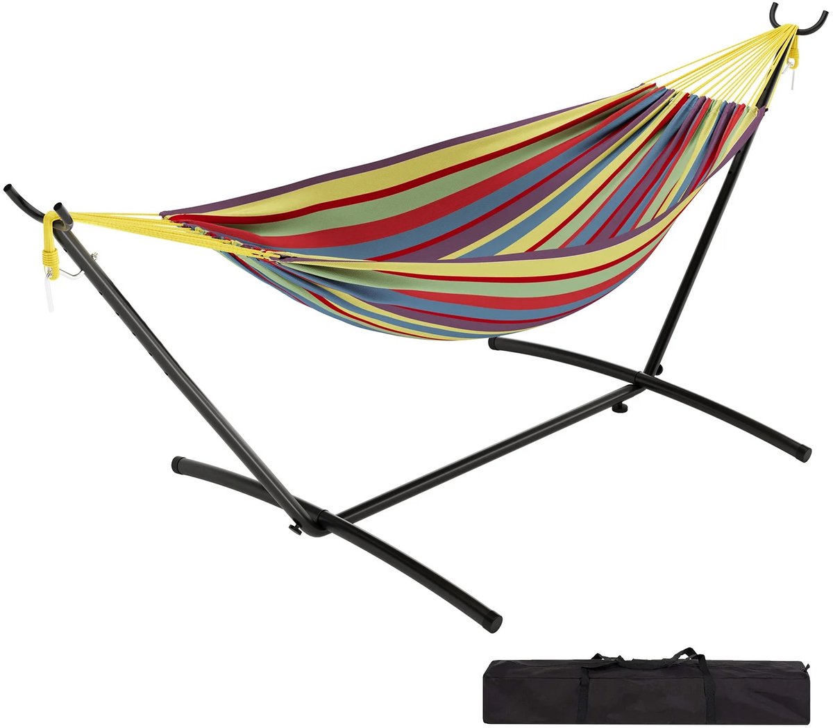 Cellista - Dubbele Hangmat met Standaard - Tweepersoons Hangmat - Inclusief Stalen Frame en Opbergtas - Draagbare Relax Hangmat voor Tuin, Balkon, Camping en Strand - 320 x 109 x 100 cm