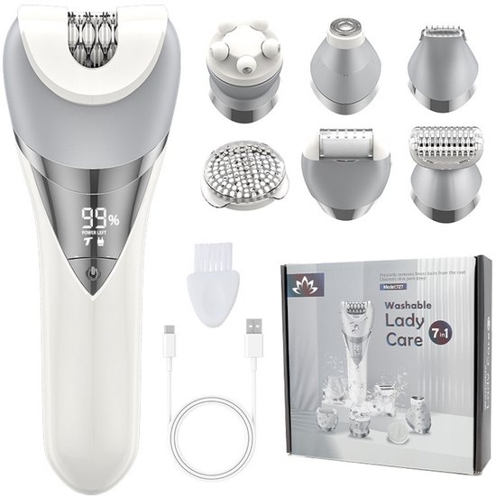 Elektrische dames-epilator, 2-in-1 voor gezicht, kin, armen, benen, oksel, bikinilijn-trimmer, scheer- en epilateerfunctie, brede kop voor snel epileren, nat en droog scheren, 2 snelheden
