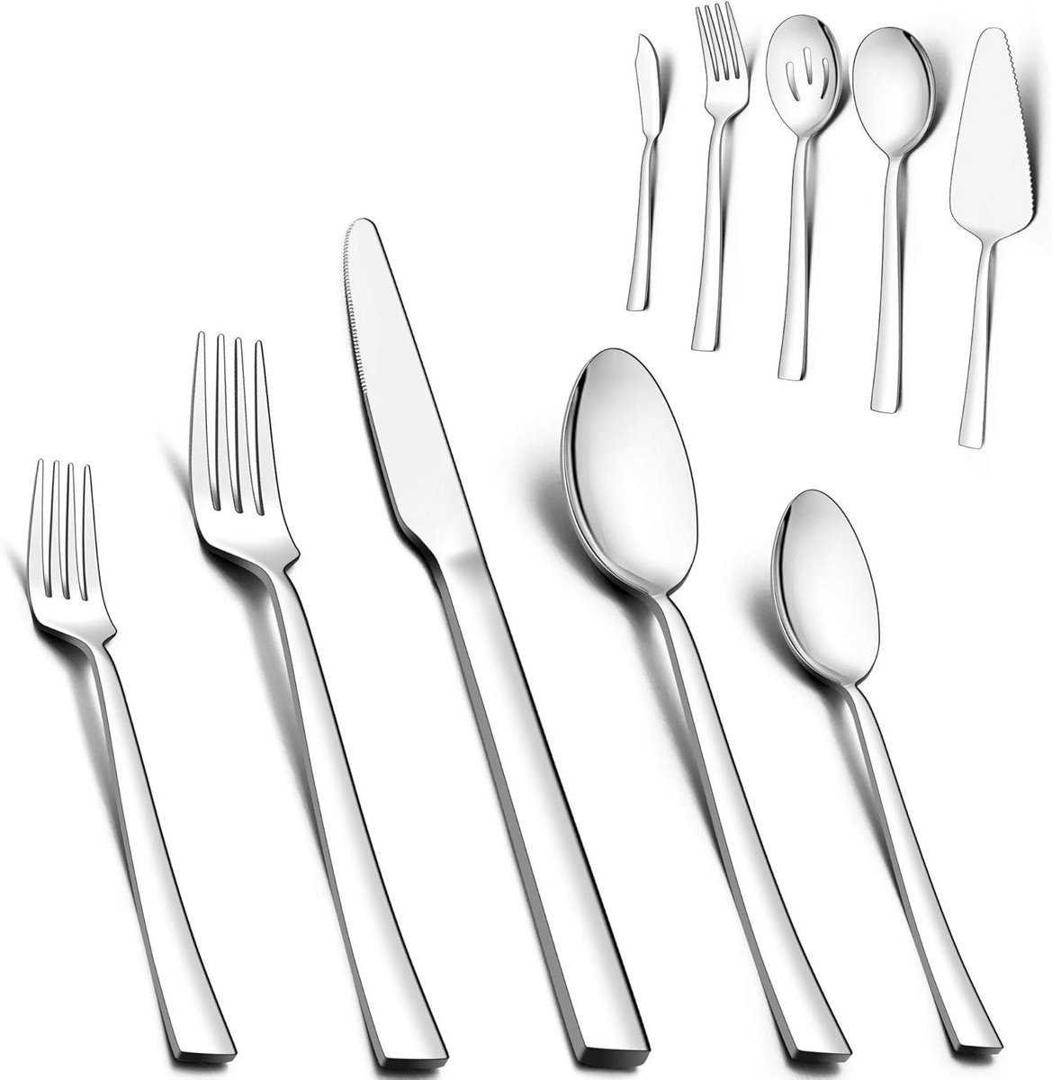Bestekset - Serviesgoed set - Tafeldekken - Vlekbestendig - 65-delig - Zilver