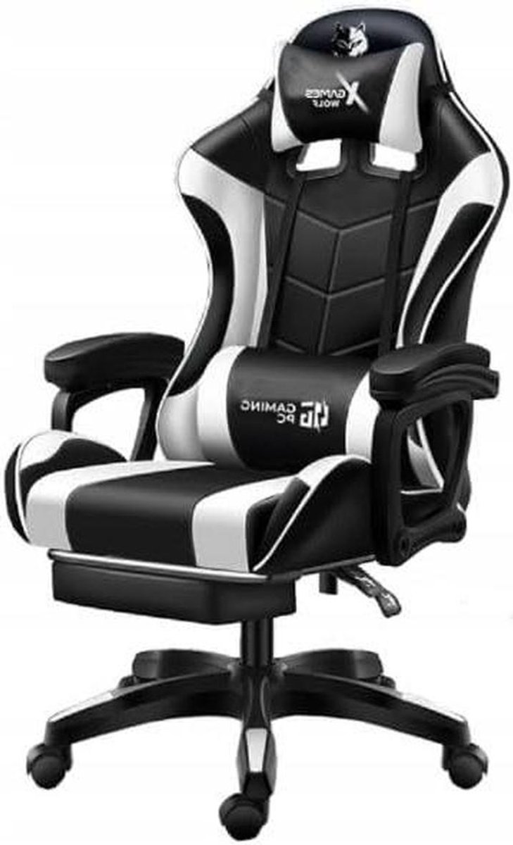 Ergonomische Gamestoel - Draaistoel Bureau - Comfortabel Werken - Met Verstelbare Rugleuning - 115-123 cm Hoogte - Wit