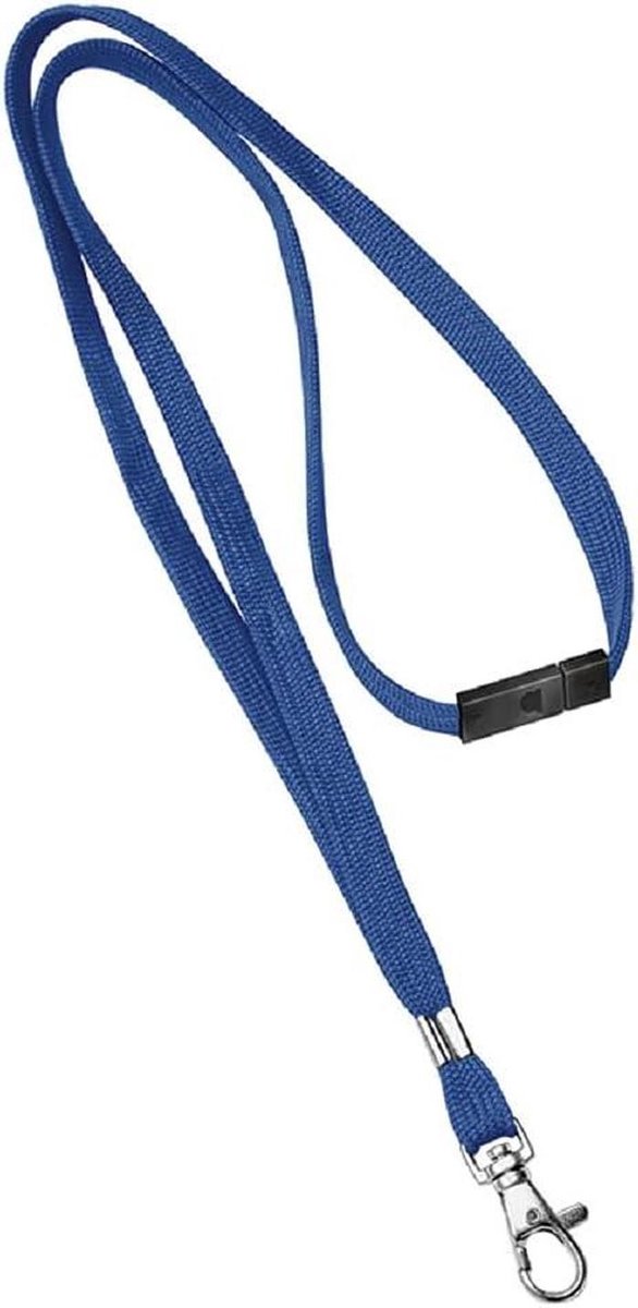 Schouderbanden met Karabijnhaak - Sleutelbanden Badgehouders - Identificatie Beveiligen - Met Veiligheidssluiting - 10 mm Breed - Blauw