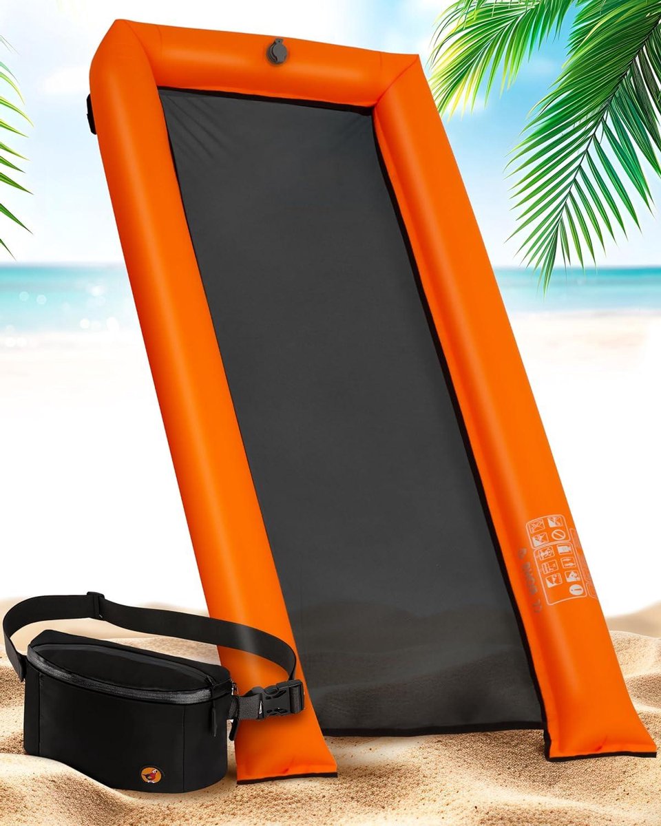 Waterhangmat - Luchtbed zwembad - Ontspannen in water - Nylon net oppervlak - 180 x 65 cm - Oranje