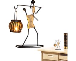 Afrikaanse Kandelaar - Vrouwen Kandelaar - Interieur Verfraaien - Artistiek Streysisl Design - 31.5 cm Hoog - Zwart