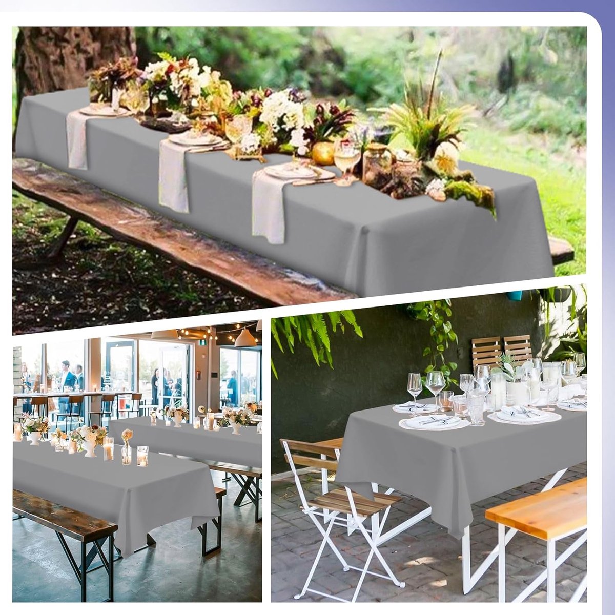 Biertafelkleden - Tafelhoezen - Feestdecoratie - Stevig polyester - 250 x 100 cm - Lichtgrijs