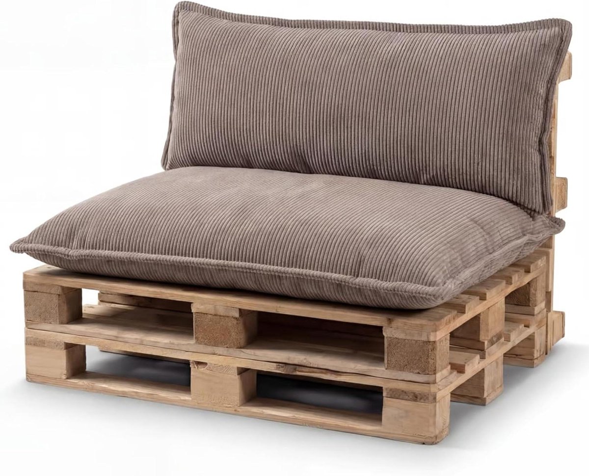Palletkussen Set - Zitkussen Europallet - Terras Ontspanning - Glad Oppervlak Bies - 70x40 cm - Lichtbruin