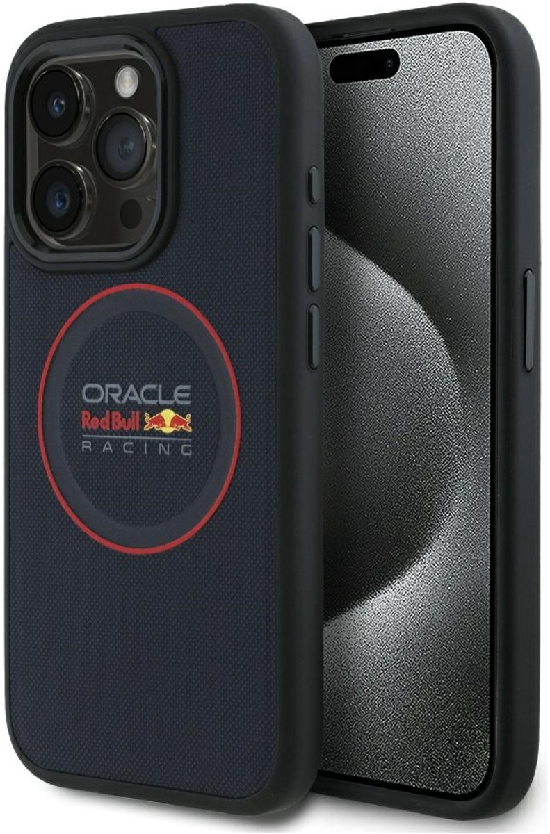 Red Bull Hardcase Hoesje Voor Iphone 15 Pro Max 6.7 Voor Magsafe Met Leder Rood