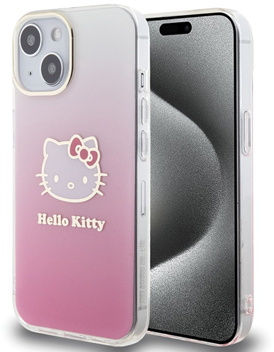 Hello - Kitty - IML Gradient Electrop Kitty Hoofdhoes voor iPhone - 15 - roze