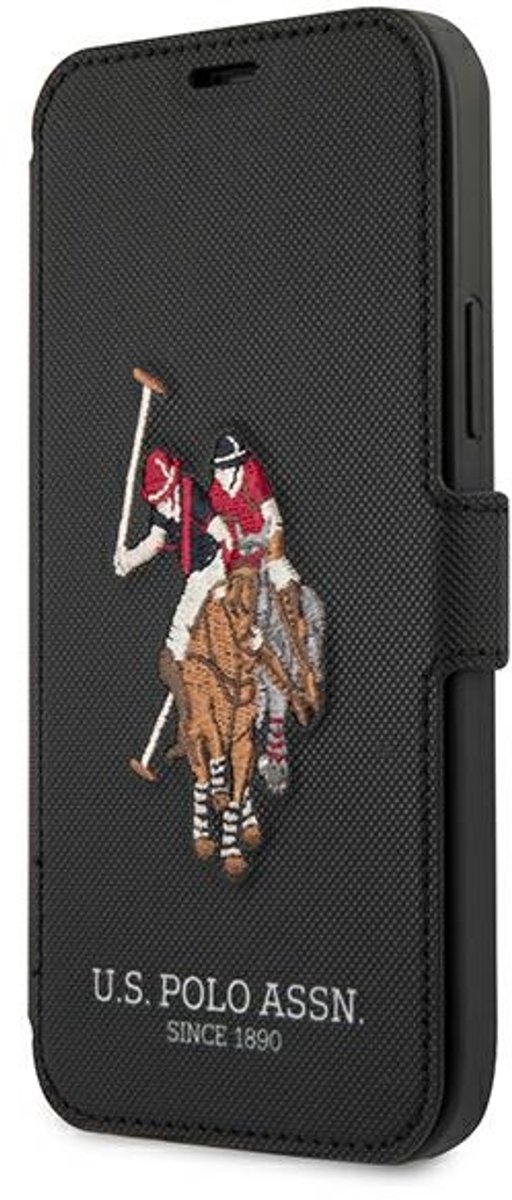 US - Polo - USFLBKP12LPUGFLBK iPhone - 12 - Pro - Max - 6.7 - zwart/zwart - boek - Polo - Borduurcollectie
