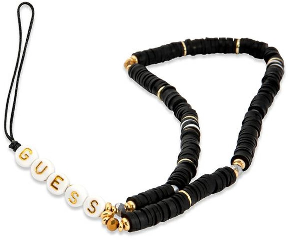 Guess Heishi Beads - Telefoonhanger - Zwart - Elegante Kralen - Universeel
