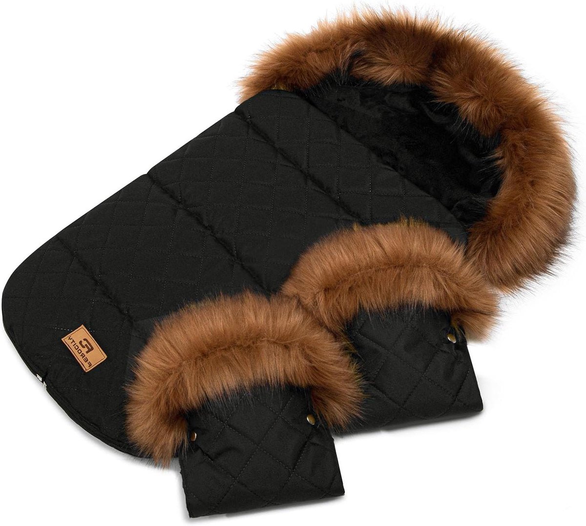 Babyvoetenzak - Winterzak handmof - Kinderwagen comfort - Waterdichte stof - 85 cm - Zwart gewatteerd