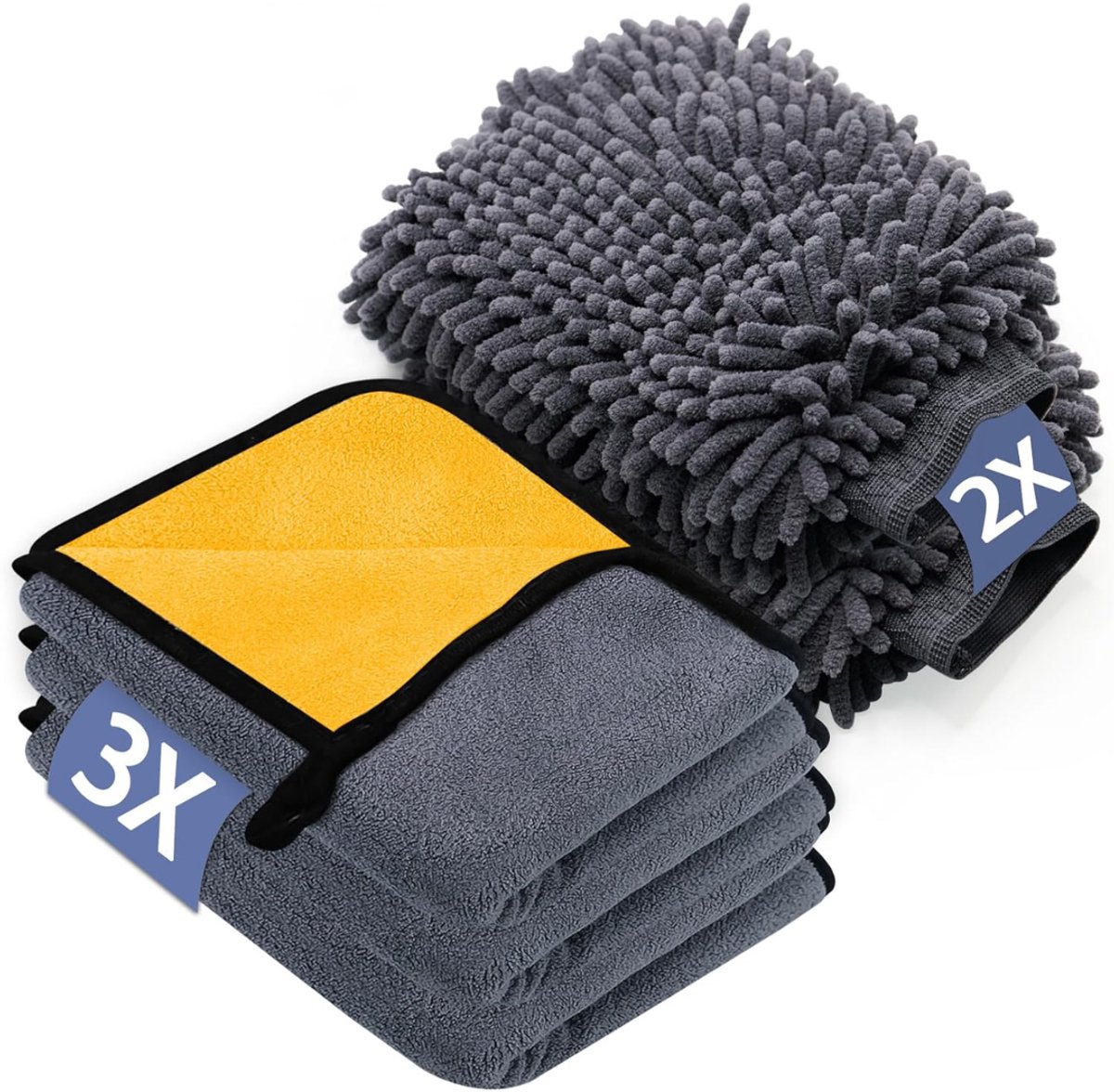 VLSelect® Droogdoekauto - Microvezeldoek - Auto wassen - Set van 5