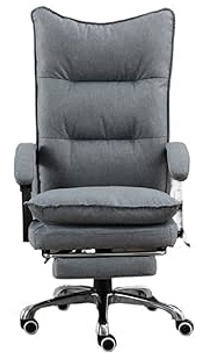 Bureaustoel Ergonomisch Directiestoel met Voetensteun en Hoge Rugleuning – Luxe Leren Office Chair met 360° Draaifunctie, Verstelbare Hoogte en Wielen – Grigio