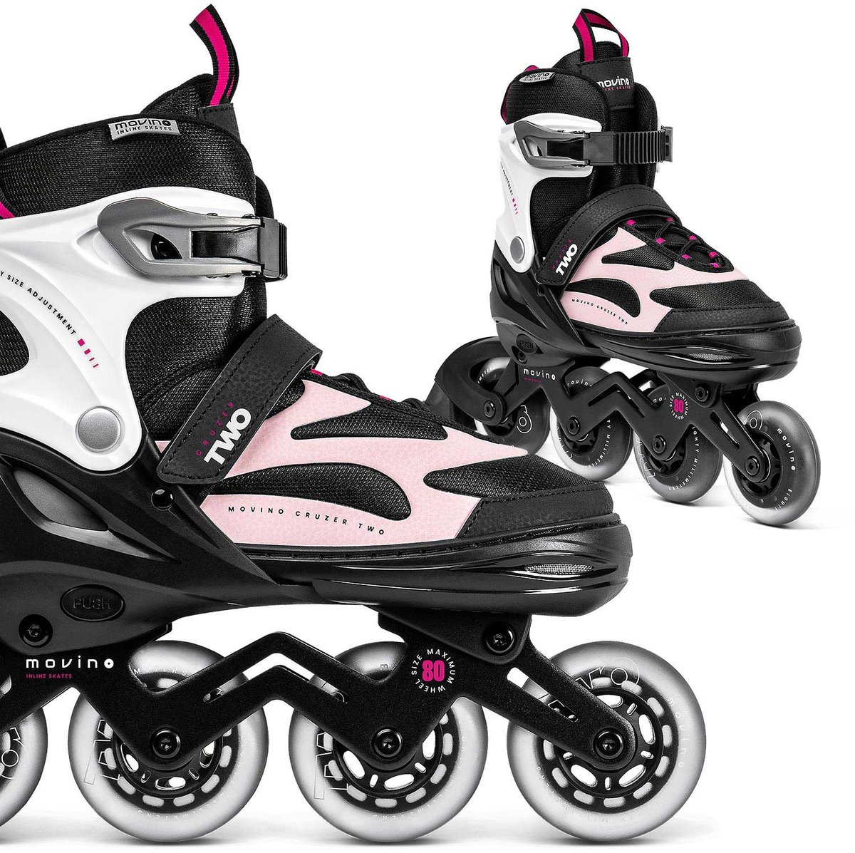Movino Cruzer Two Inline Skates Skeelers Voor beginners en halfgevorderden Soft Boot Verstelbaar Zwart