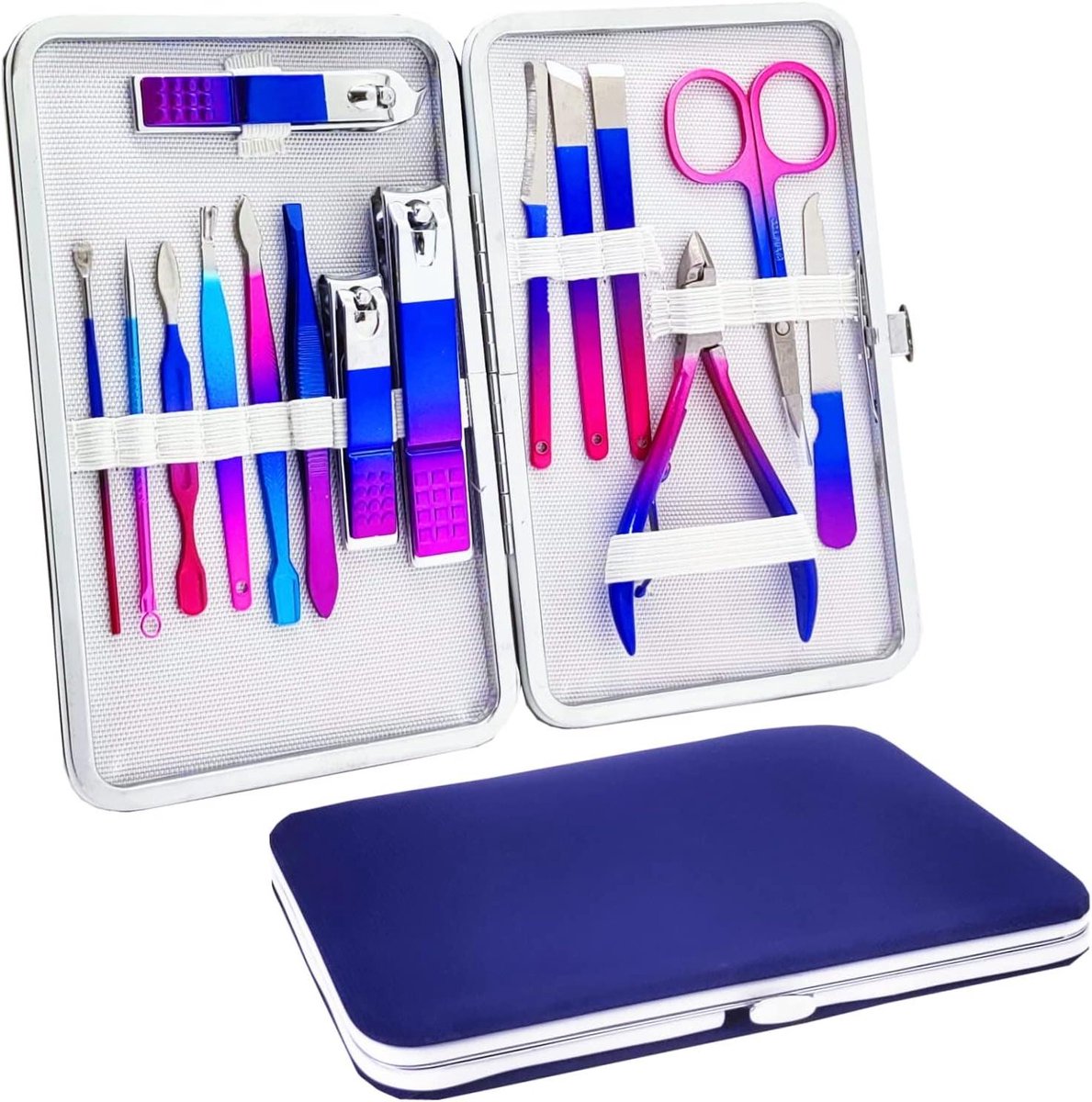 Manicure Set - Nagelknipper Kit - Nagels Verzorgen - Professionele Set - 15 Delig - Gekleurd