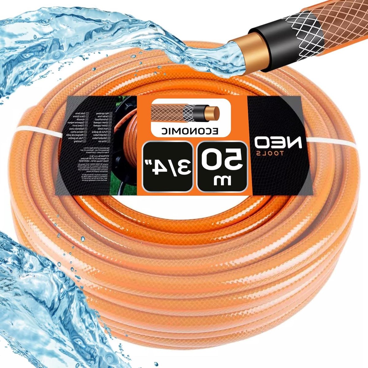 Tuinslang 4-laags - Water Slang PVC - Tuin Besproeien - Versterkt Polyester Kruisweefsel - 30 Meter - Oranje