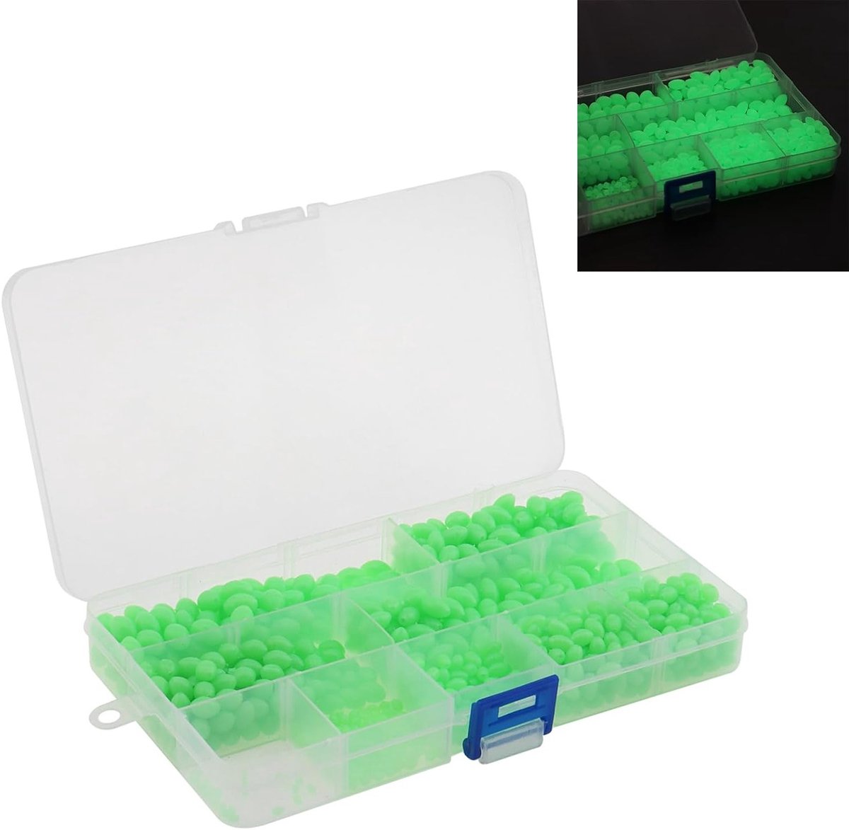 900 Stuks Glanzende Vissen Kralen, Ovalen Plastic Glow In The Dark Kralen voor Vissen, Drijvende Vissengerei Accessoires en Gereedschap