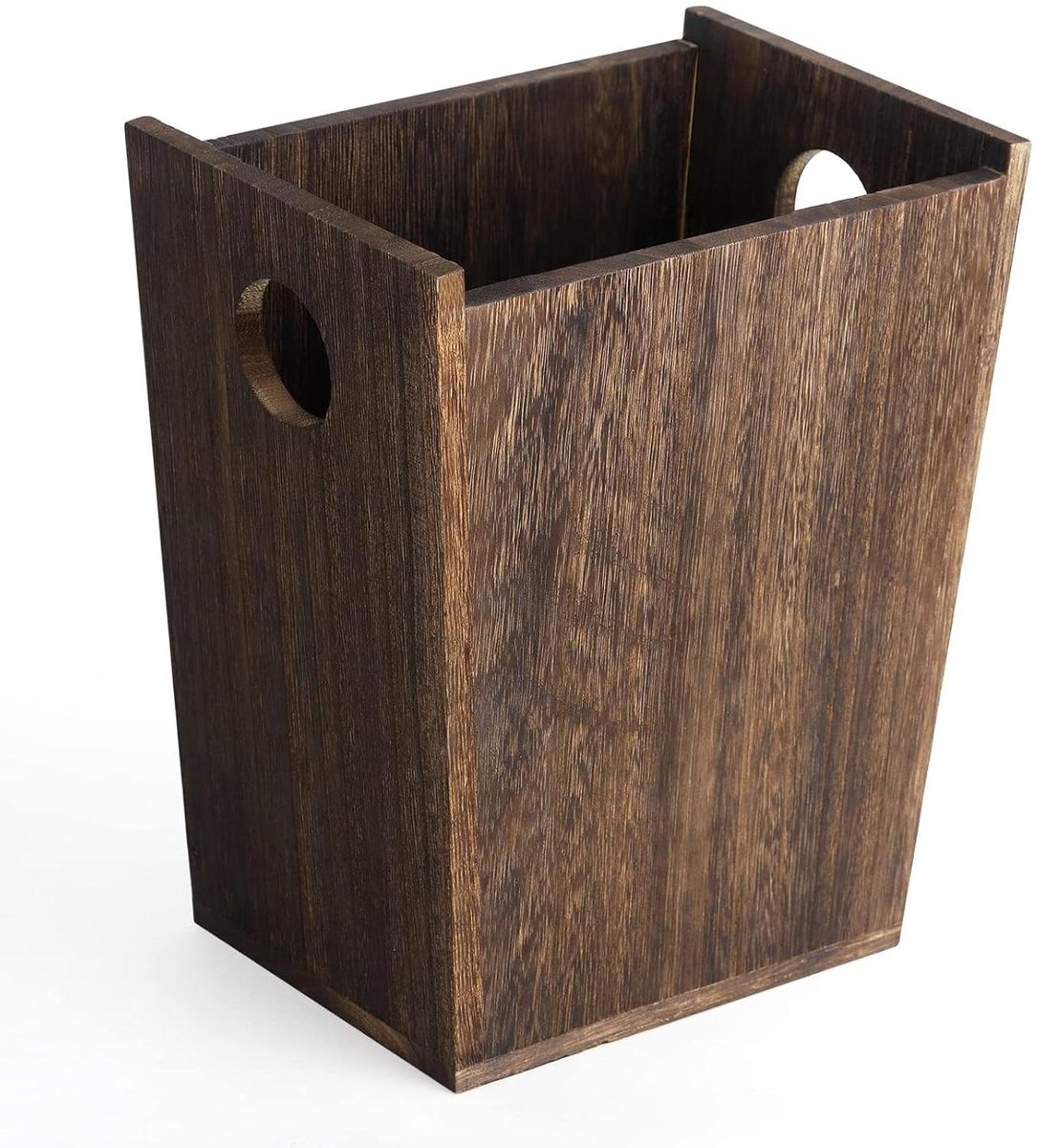 Houten Afvalbak - Prullenbak Handvat - Opruimen Thuis - Draagbaar Handvat - 30x25x17 cm - Bruin