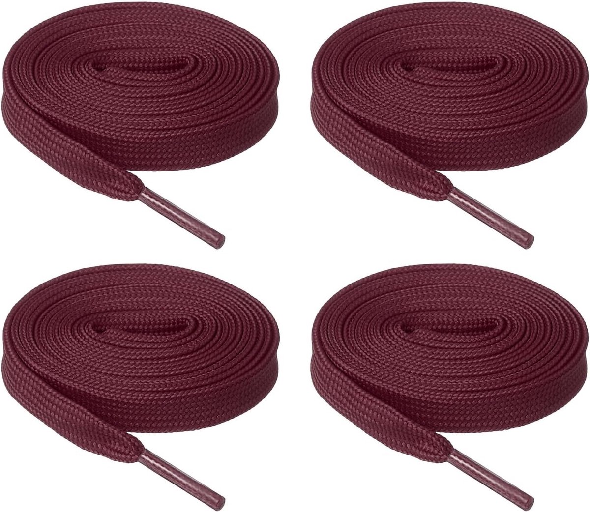 2 paar bordeauxrode platte veters van elastisch polyester voor sneakers en skateboots, 63 inch