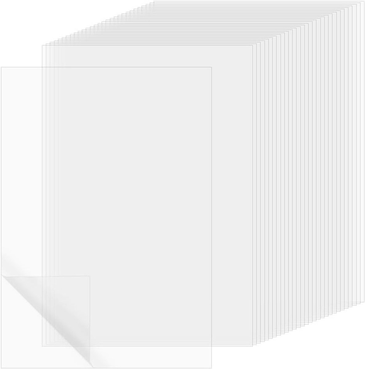 50 stuks kristalheldere vinyl stickervellen, 30 x 21 cm, waterdicht en transparant voor certificaten, foto's en kunstwerk, 0,5 mm dik