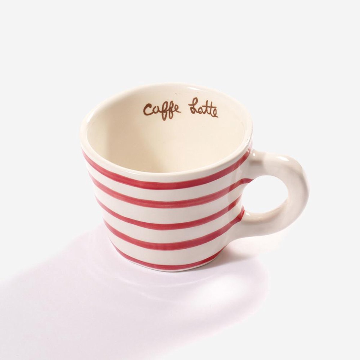 Set van 2 - Cup latte red stripes - Kop met oor - handgemaakt - duurzaam - Agneta Livijn