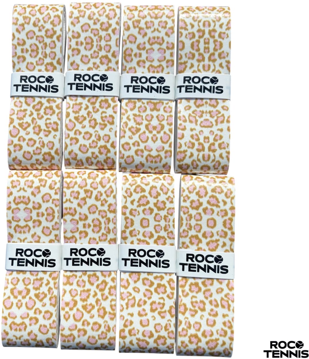 8 stuks | Roco Tennis Overgrips | Antislip | Dry | Zweetabsorberend | Uniek Patroon | Tennis | Padel | Badminton | Squash | Overgrip | Tennisgrips | Soft | Zacht | Panterprint