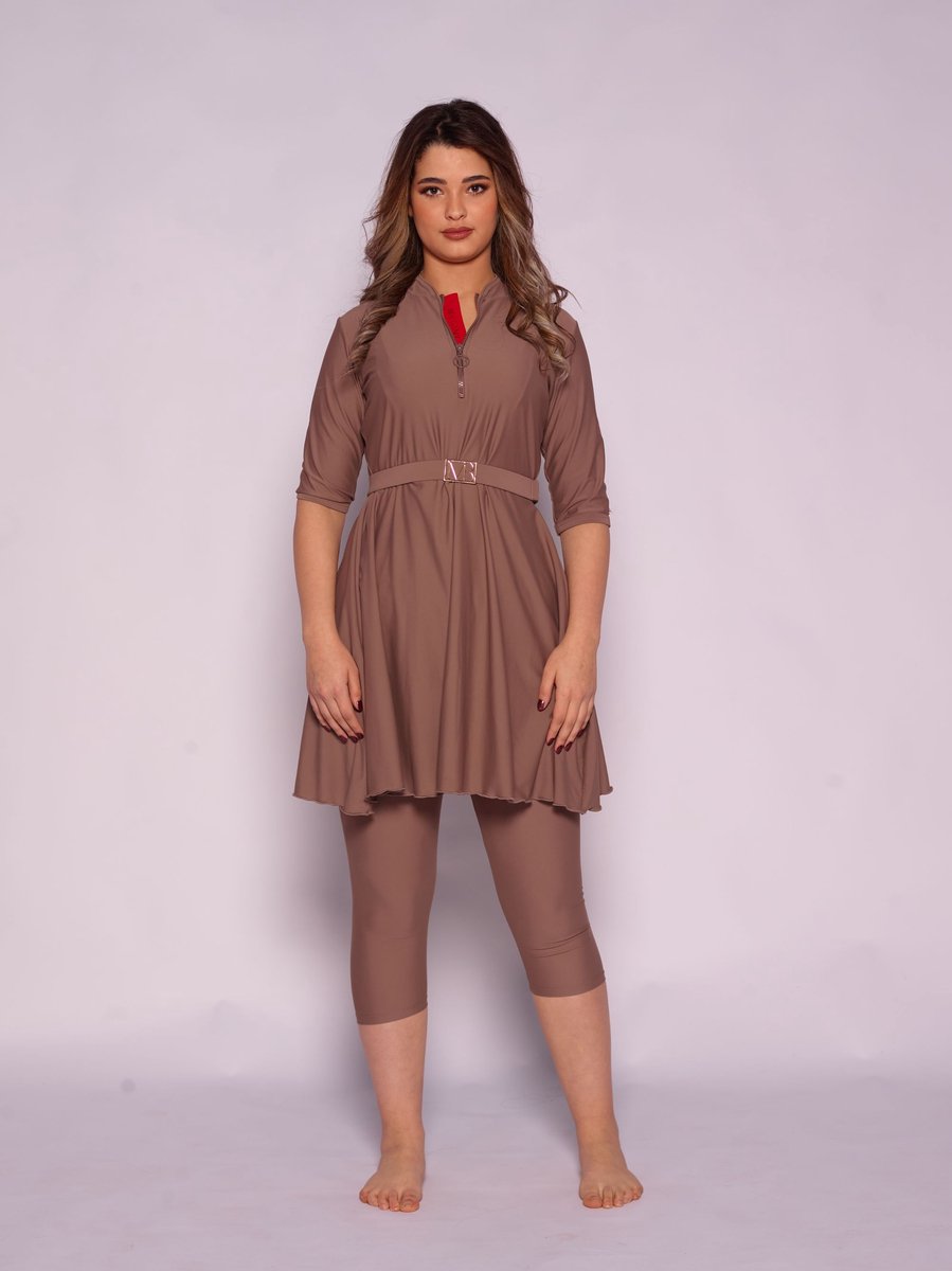 MYKINY BRAND - Semi burkini - Naira - Bruin - Maat M - Waterafstotend