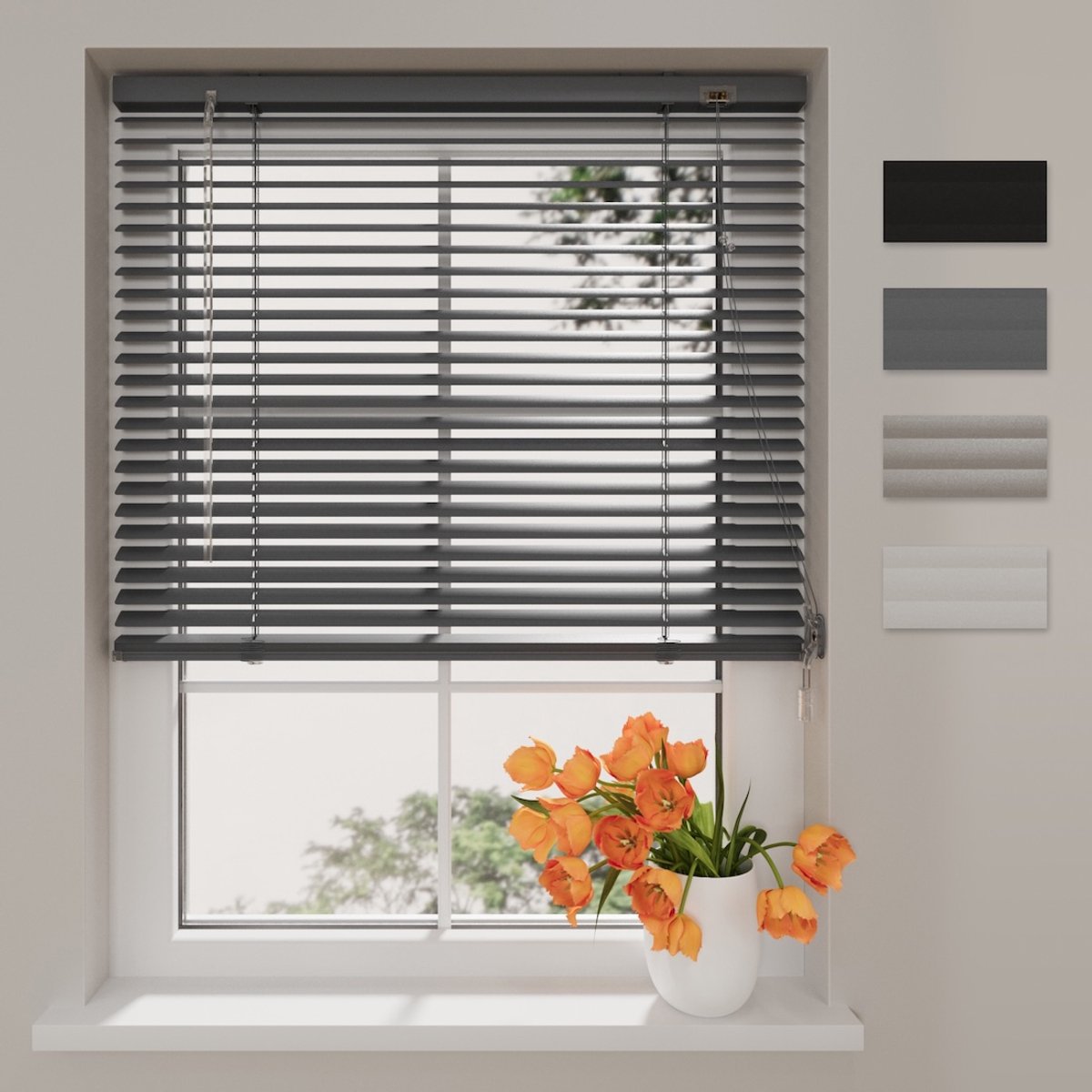 DTCH® Aluminium Jaloezie Easy - 25mm - Anthracite - 110 x 175 cm