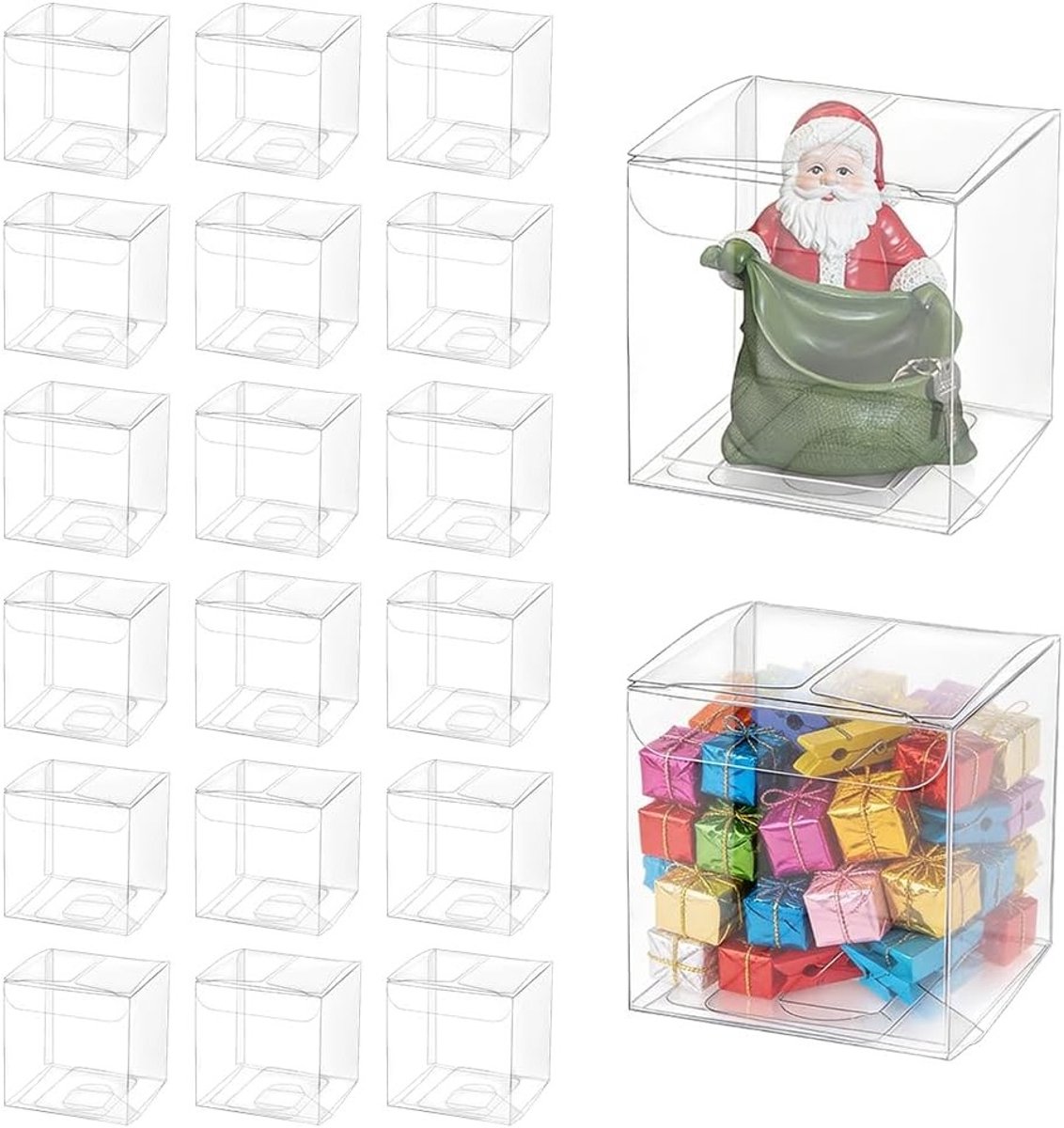 Set van 120 Transparante Plastic Cadeauboxen 6 x 6 x 6 cm voor Snoep, Chocolade en Trouwerij Decoratie