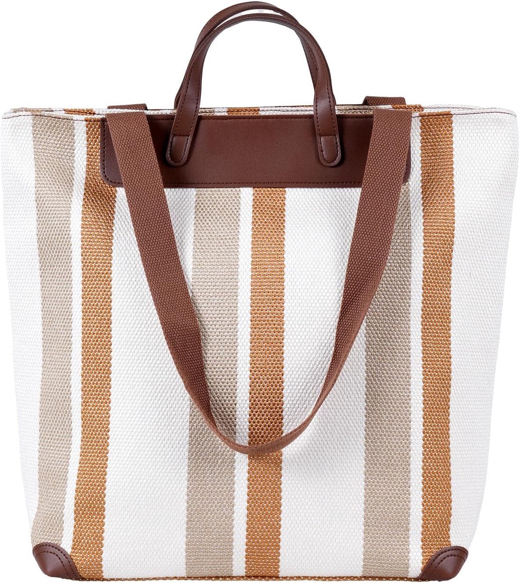 Grote Dames Tas - Canvas Schoudertas - Kantoor Werk - Laptopvak Inclusief - 45x18x40 cm - Wit
