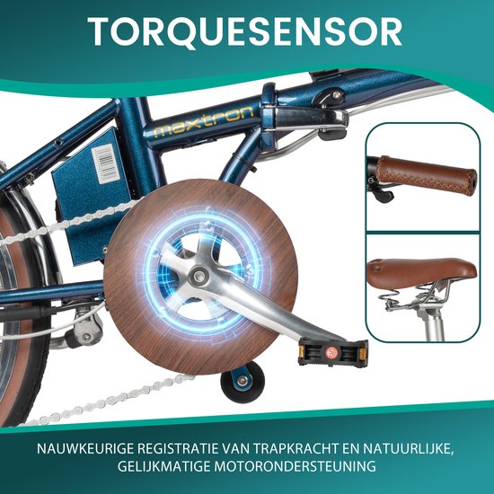 vankel Smart20 Elektrische Fiets - Opvouwbare E-bike - 36V 5.2Ah Lithium Accu - Actieradius tot 40 km - 20×1.35 inch Banden - Aluminium Voorvork - Shimano 7 Versnellingen - Mechanische Schijfremmen - Stadsfiets - Max. Belastbaar tot 100 kg - Blauw van VANKEL — afbeelding 3