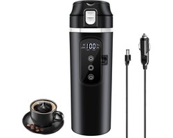 12V/24V auto reizen elektrische waterkoker, 500ml auto verwarming mok met anti-morsen deksel, lekvrij, 304 roestvrij stalen voering draagbare koffie theekop tot 100 ℃ variabele temperatuurcontrole
