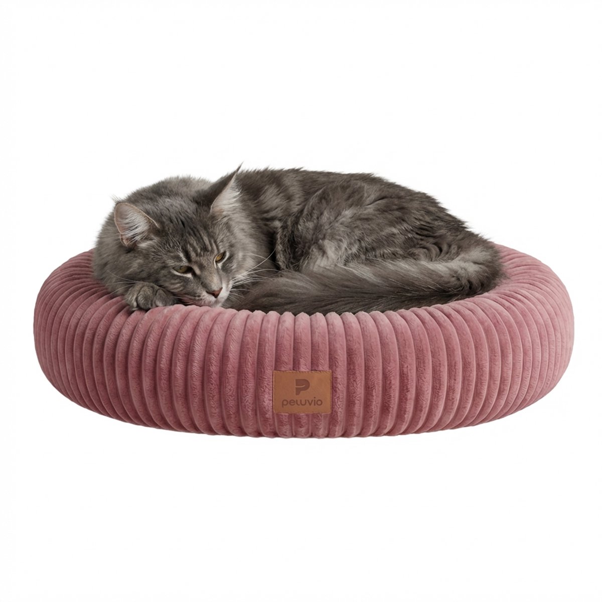 Peluvio Koya – Rond Kattenmand – Maat L – Hoge Zachte Randen voor Hoofd & Nek – Knus & Warm – Antislip Onderkant – Uitneembaar Kussen & Wasbare Hoes – Comfortabel Rustplekje