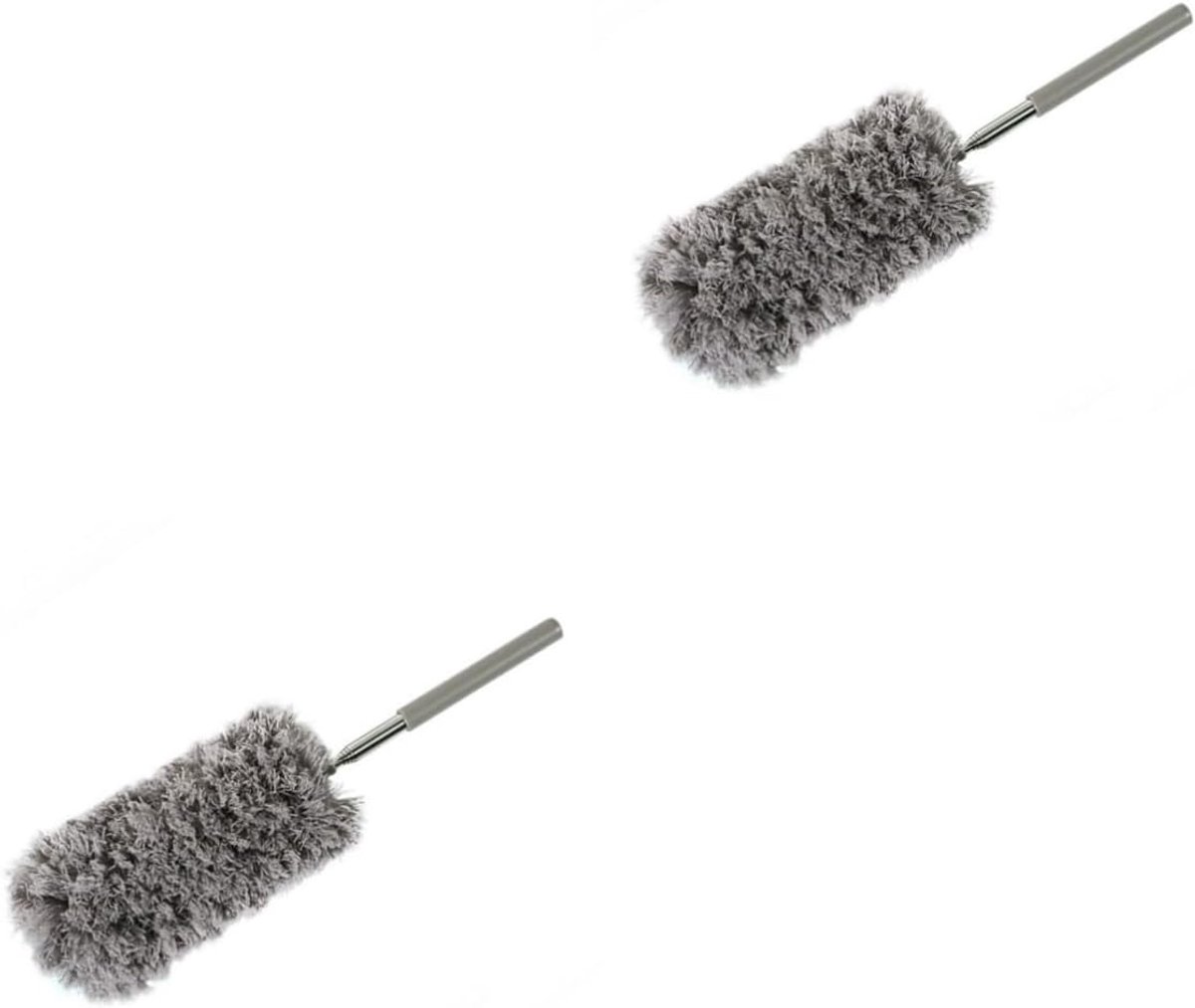 Uitschuifbare Stoffer - Stofwisser Set - Stofvrij Maken - Comfortabel Vast Handvat - Tot 82cm Uitschuifbaar - Grijs