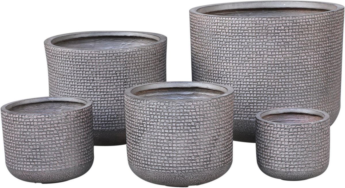 PTMD Rylon Brown GRC Pattern Pot Round Low SV5