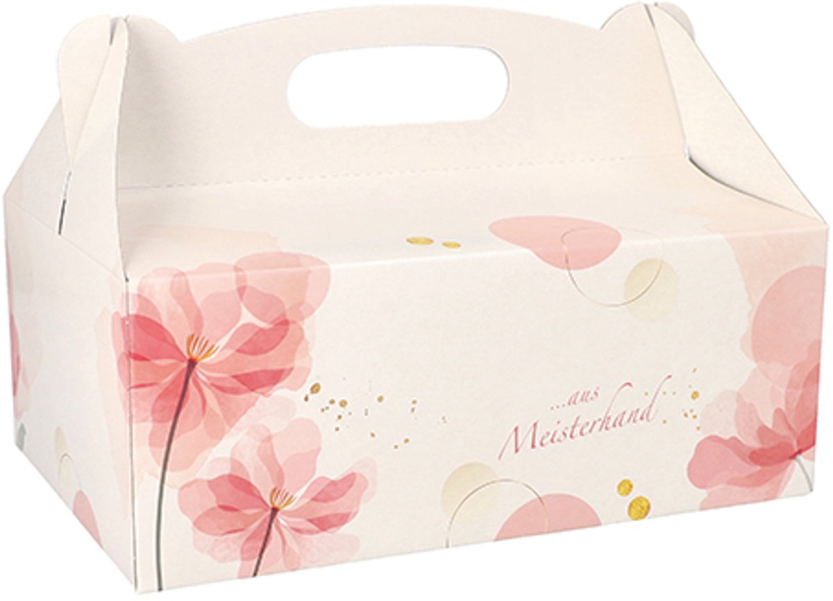15 Gebakdozen hoekig 23 cm x 16 cm x 9 cm licht-rose met handvaten