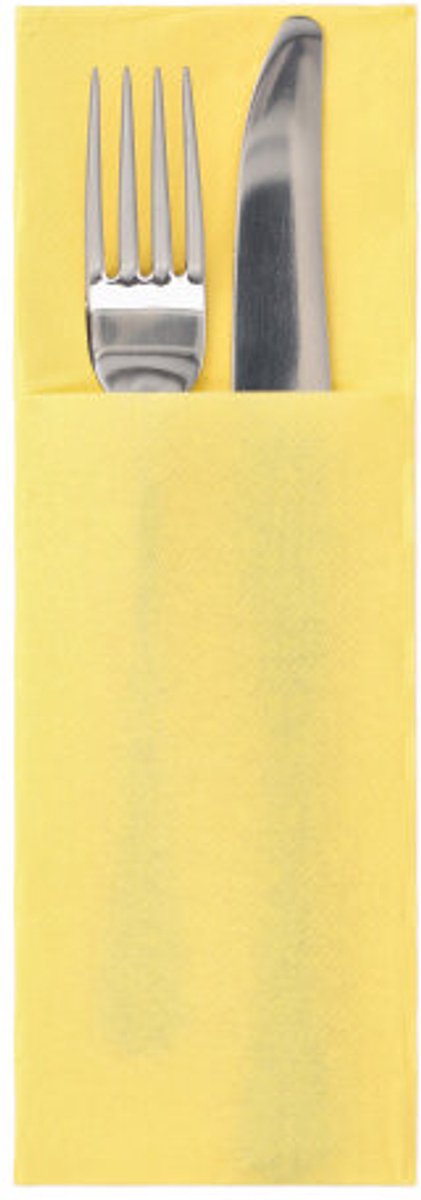 50 Servetten DAILY Collection 48 cm x 30 cm geel met bestekvouw