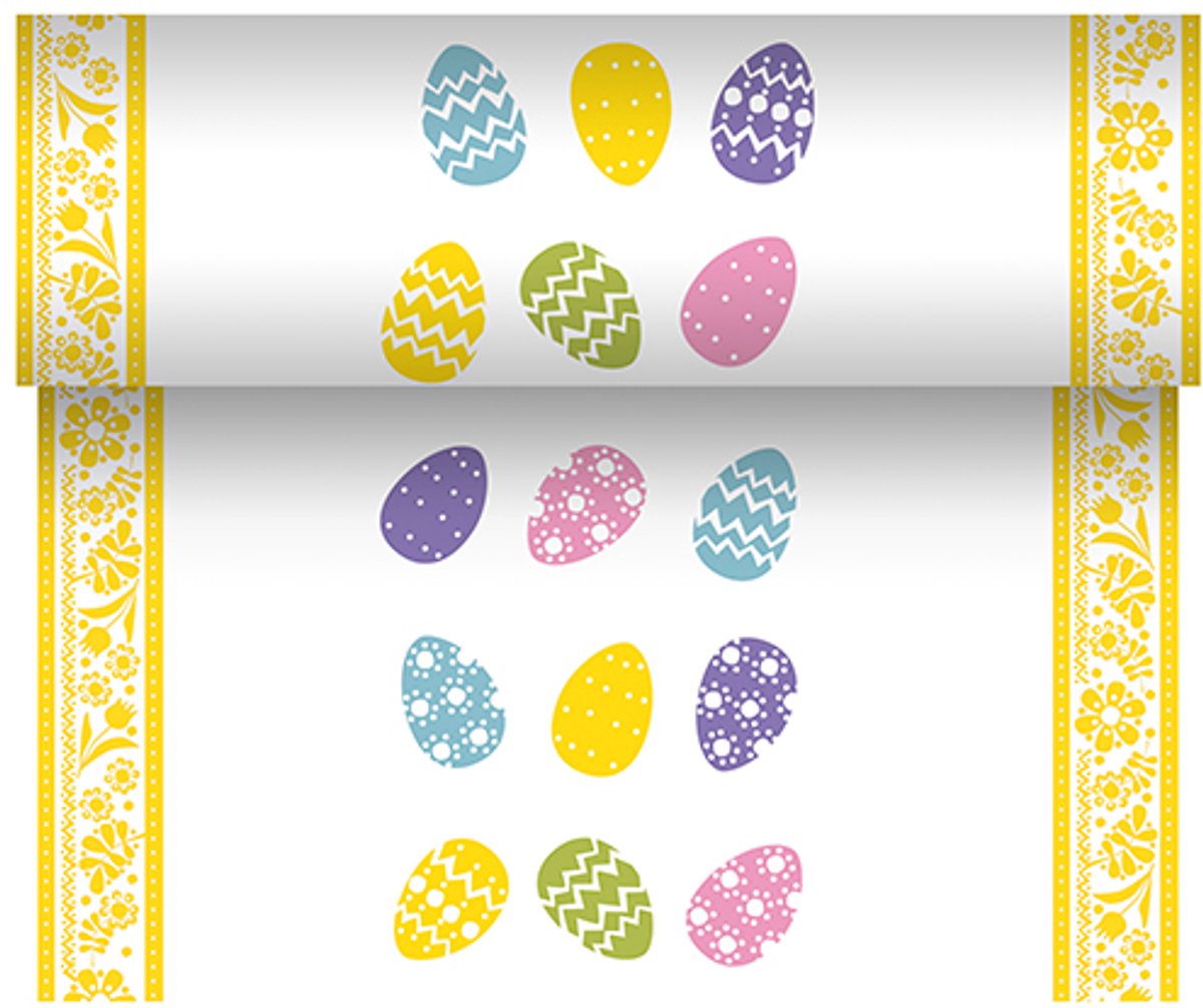 6x Tafellopers Airlaid 24 m x 40 cm Coloured Eggs