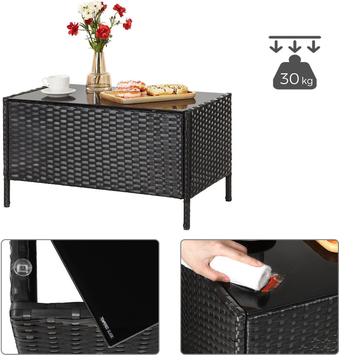 SONGMICS - Tuinset - Tuintafel - Tuinstoelen - Gemaakt van PE Polyrattan - Voor Terras en Tuin – foto 7