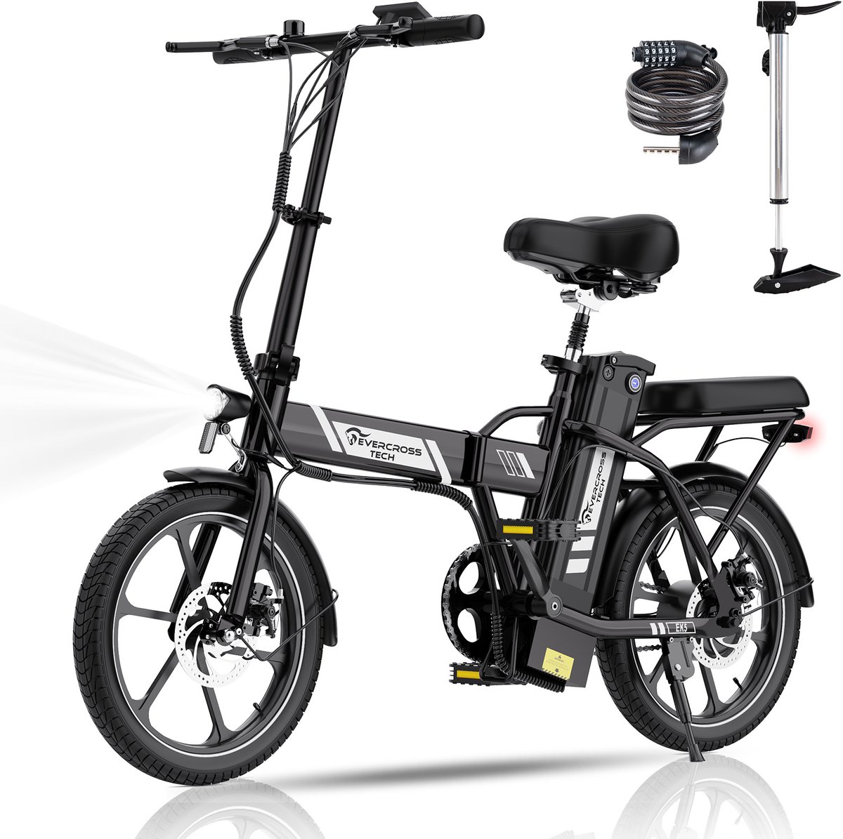 Evercross EK5 vouwfiets - elektrische fiets 16 inch - 25 km/u - zwart