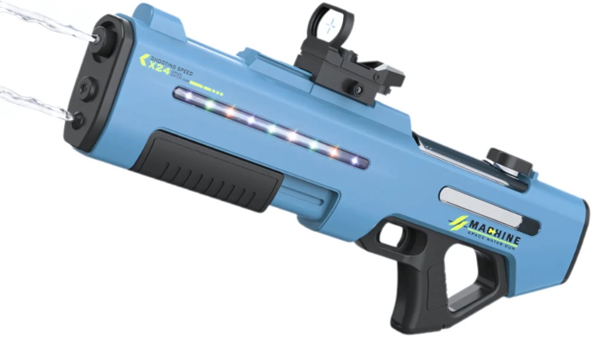 Xainy - Elektrisch Waterpistool Blauw met Verlichting | Dual Spray Gun | Volledig Automatisch Waterspeelgoed | 10 Meter | 680ml Groot Watertank | Inclusief Oplaadbare Batterij + USB kabel | Speelgoed Cadeau voor Kinderen en Volwassen
