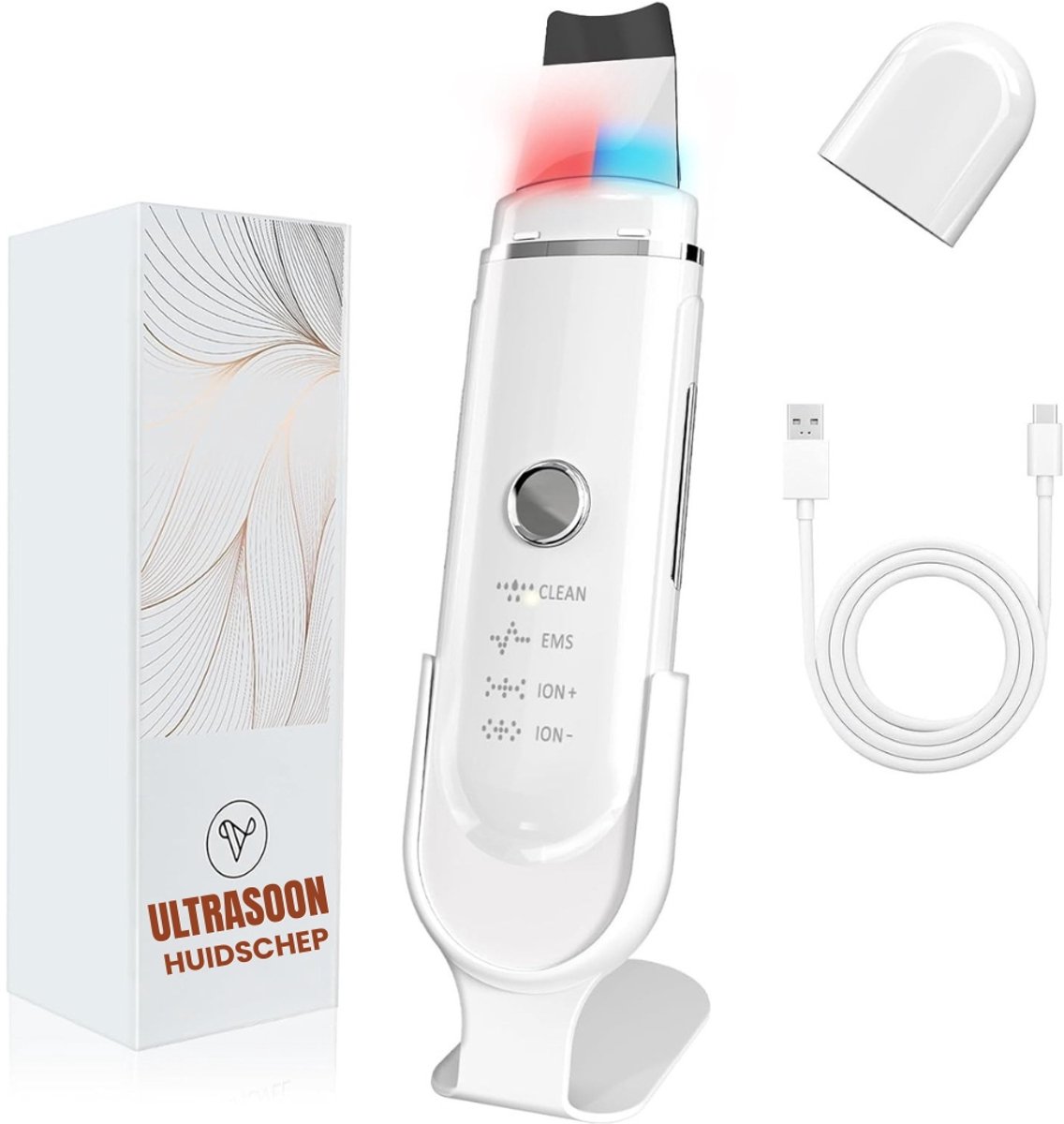 Huidverjongingsapparaat met rood en blauw licht Anti-Acne en Diepe Reiniging - Skin scrubber Poriënreiniger voor Mee eters en Puisten Verwijderen | Draadloos Design voor Hydratatie en Huidversteviging