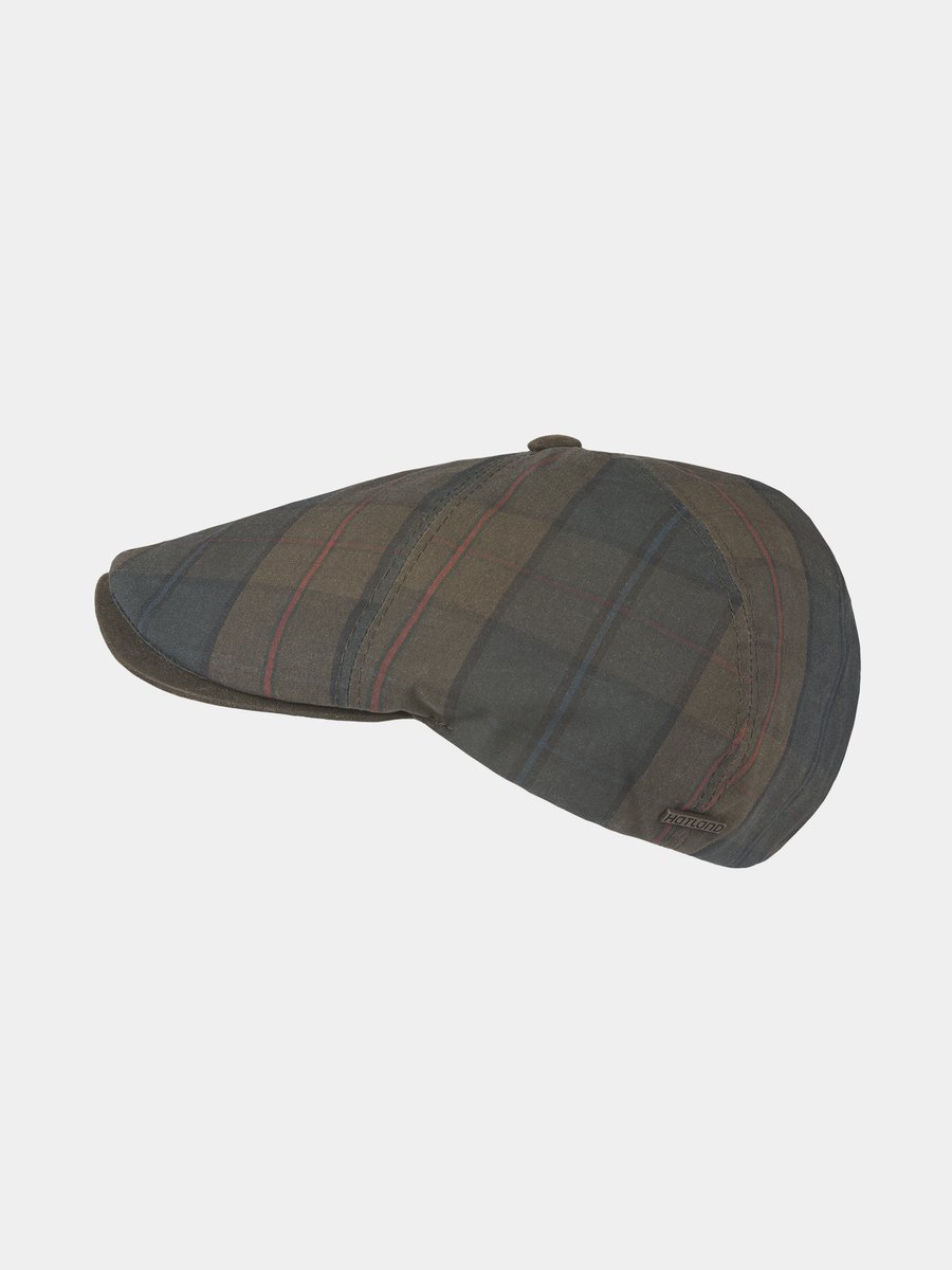 Damir - Katoenen wax flatcap - Olijf groen
