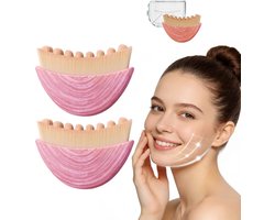 2 Stuks, Lymfatische Contour Gezicht Borstels, Droge Borstel Massager, Kin En Kaak Lijn Vormgeven, Verlichten Vermoeidheid, Super Zachte Haren Passen Nauwkeurig De Huid, Roze, Met Beschermende Doos