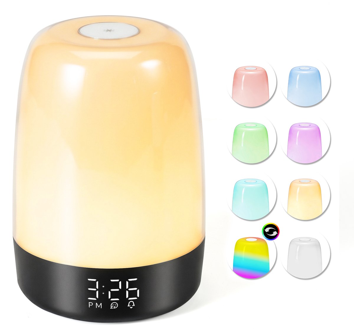 YONO Wake Up Light - Lichtwekker - Digitale Wekker - met 7 Natuurgeluiden - Slaapkamer - Zwart