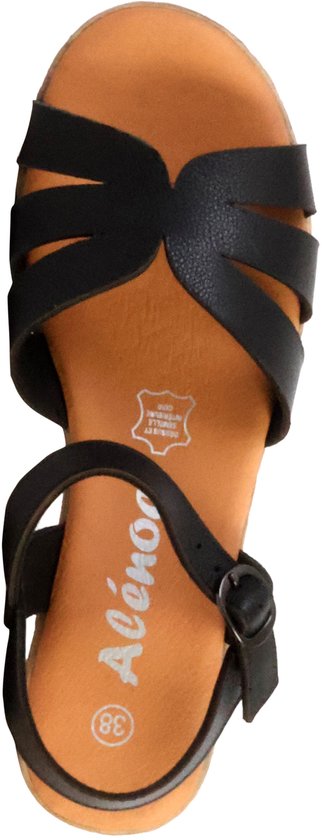 Alénoa leren sandalen met sleehak