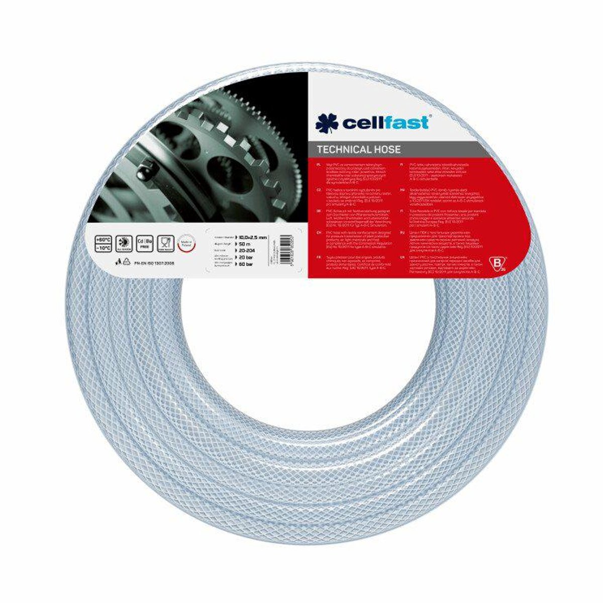 Cellfast 20-238 Serie - Versterkte Technische Slang - 25m - Transparant - UV-bestendig
