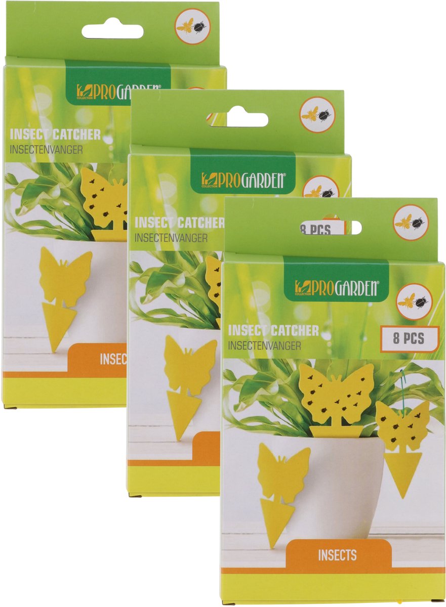 Pro Garden Rouwvliegen plakstrips - 24x stuks - geel - kleefstrips - rouwvliegjes bestrijden