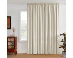 NICETOWN Kant en klaar Gordijn - Met Plooiband - Verduisterend - 200x245 cm - Lichtbeige - 1 Stuk