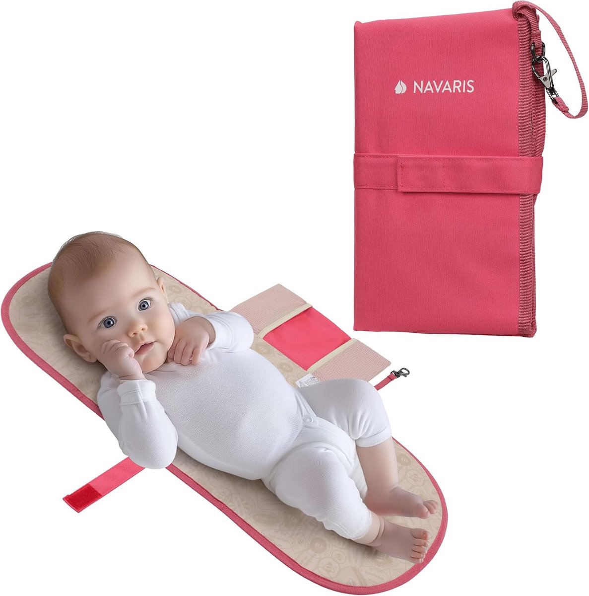 Baby Verschoningsmat - Onderweg Matje - Baby Verzorgen - Waterafstotend Compact - 70 x 34 cm - Koraal