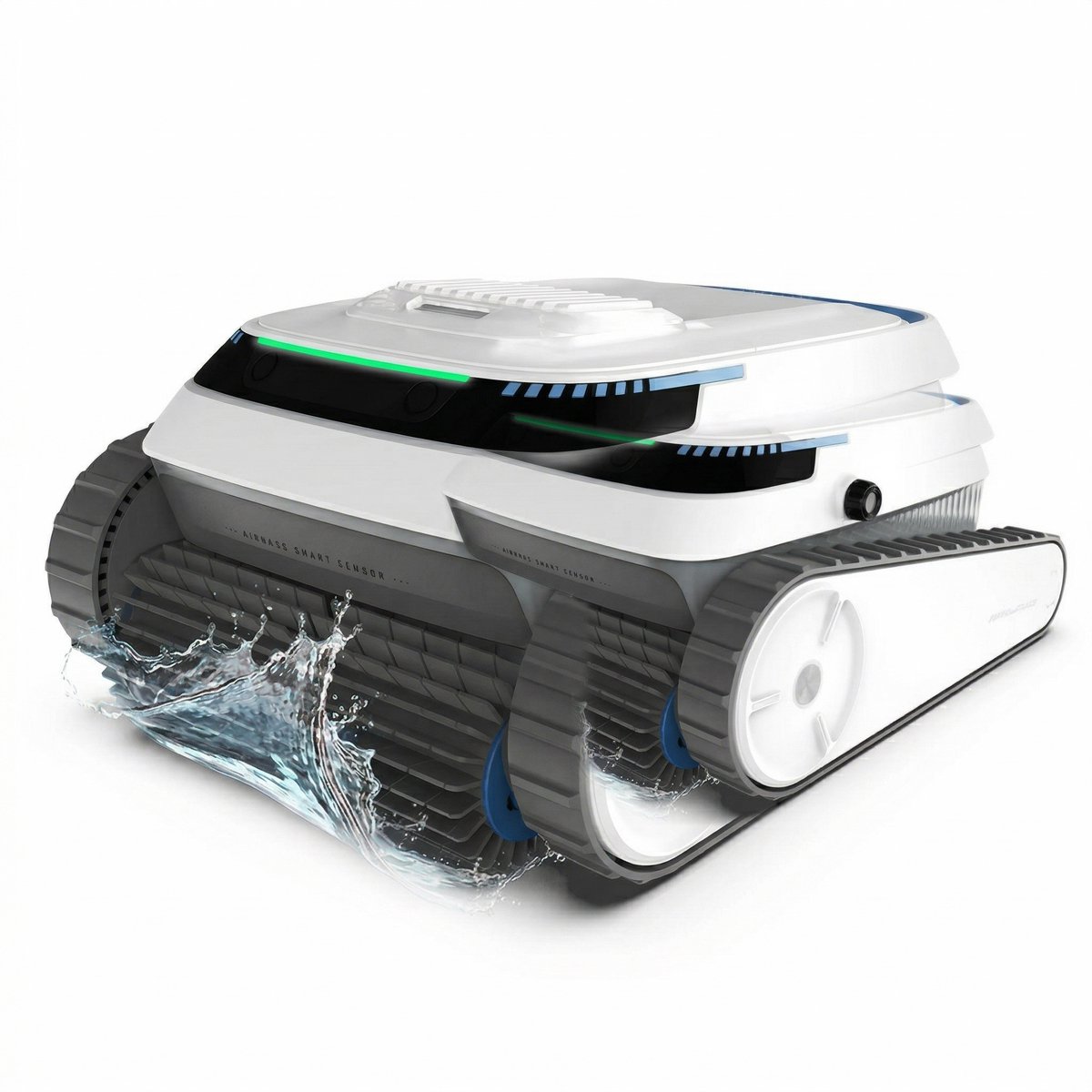 Zwembadrobot - Automatische Zwembadreiniger - Bodems Wanden en Waterlijn - Wandklimmend - Drie Borstelloze Motoren - Dubbele Borstel - 5200 mAh Accu - 120 Minuten Gebruiksduur - Inground en Bovengronds Zwembad - Wit